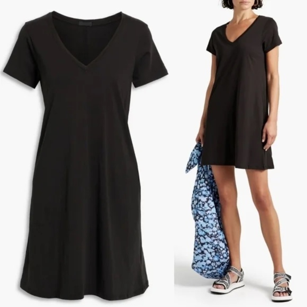 ATM Anthony Thomas Melillo Black CottonT-Shirt V-Neck Dress Size XS Minimalist